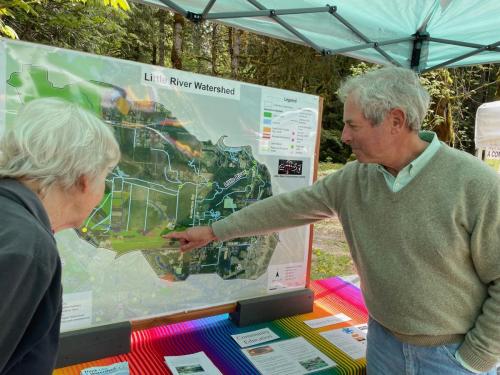 Bob showing Little River watershed at the River Never Sleeps Festival